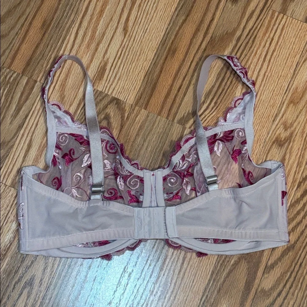 Soma Sheer Lace Underwire Bra,  Floral Embroidered, Pink, 38DD